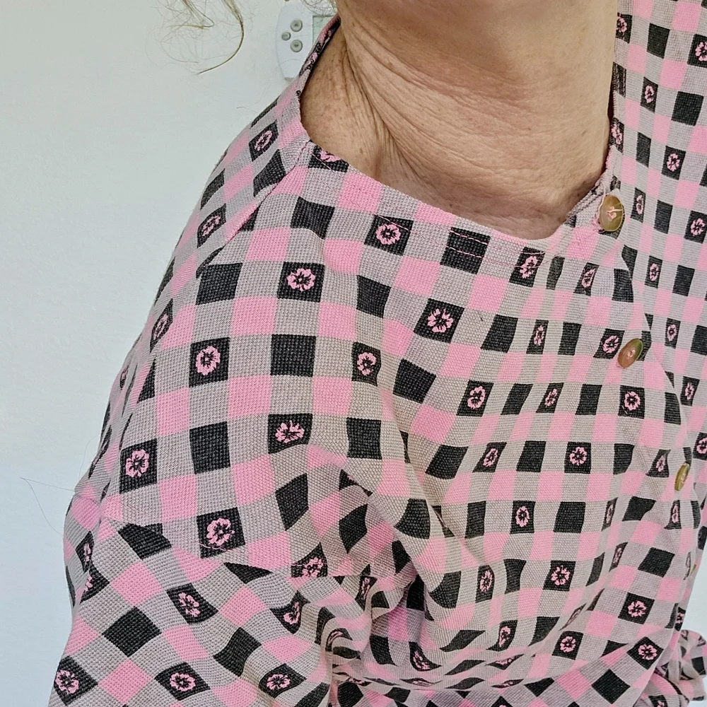 💞VTG 80s New Wave Front Tie Button Down Shirt - Picture 3 of 7